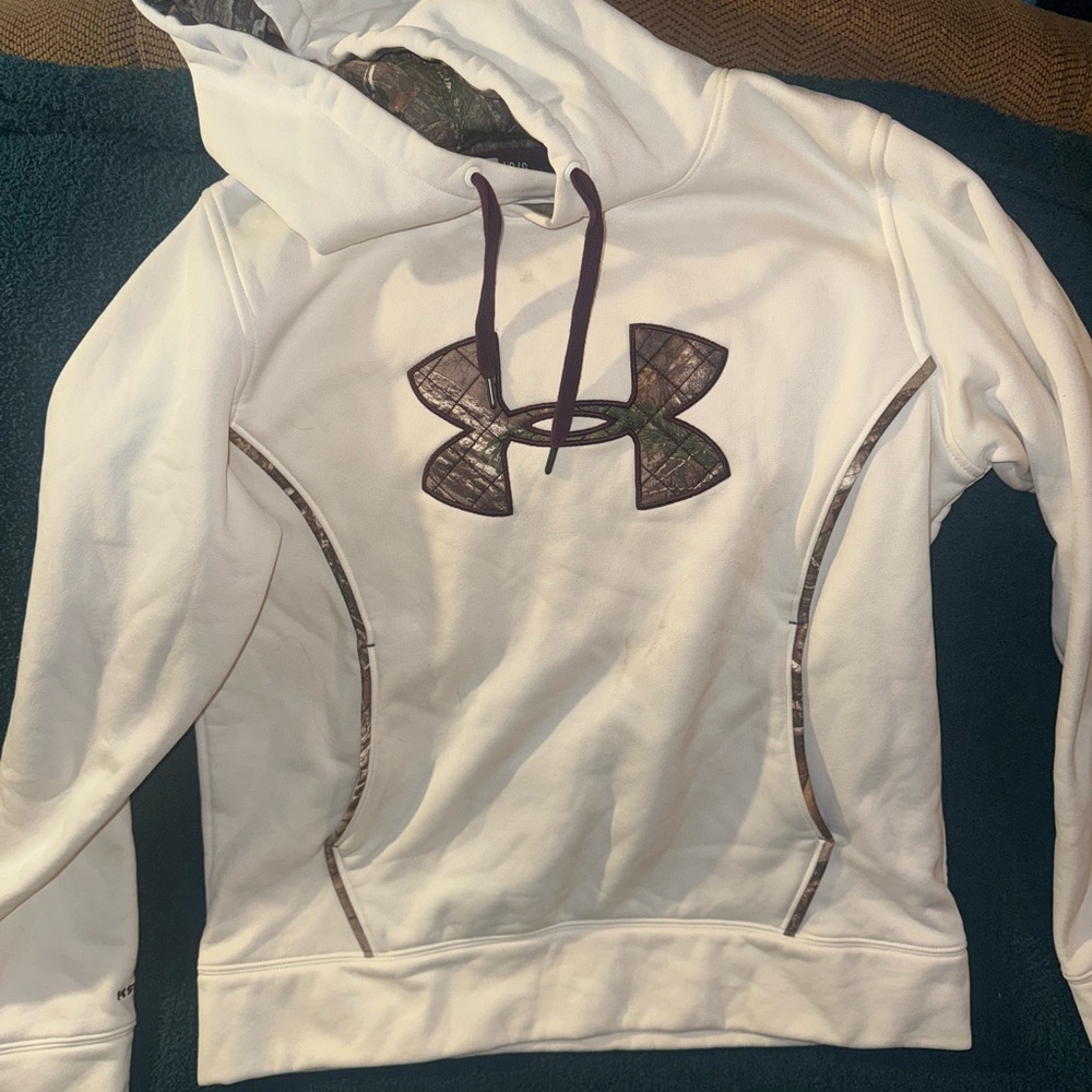 Womens White and Camo Hoodie SZ LG